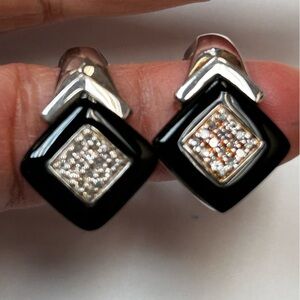 Art Deco Silver and Gold Earrings with Polished Finish